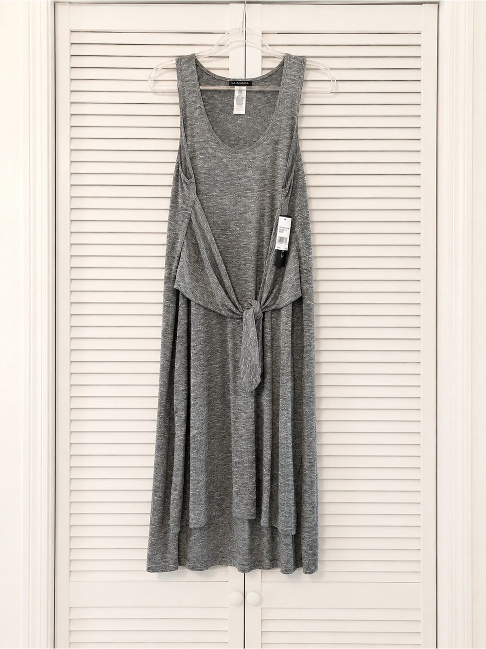 NWT La Blanca Heather Gray Tie Front Midi Dress Swim Cover Up XL